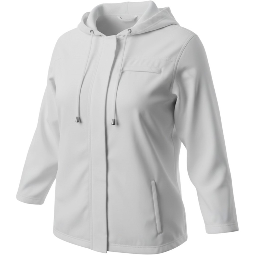 Zenergy by Chicos White Full Zip Hooded Jacket Size 1 Activewear Stretch Pockets